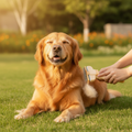 WagNestra Grooming Comb used on a golden retriever