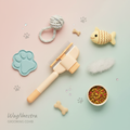 WagNestra Grooming Comb styled flat lay with pet accessories
