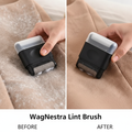 WagNestra Fabric Brush before and after lint removal on coat